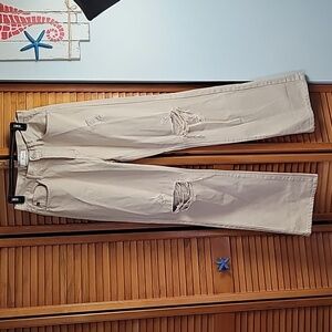 KanCan Tan Distressed Flare Jeans